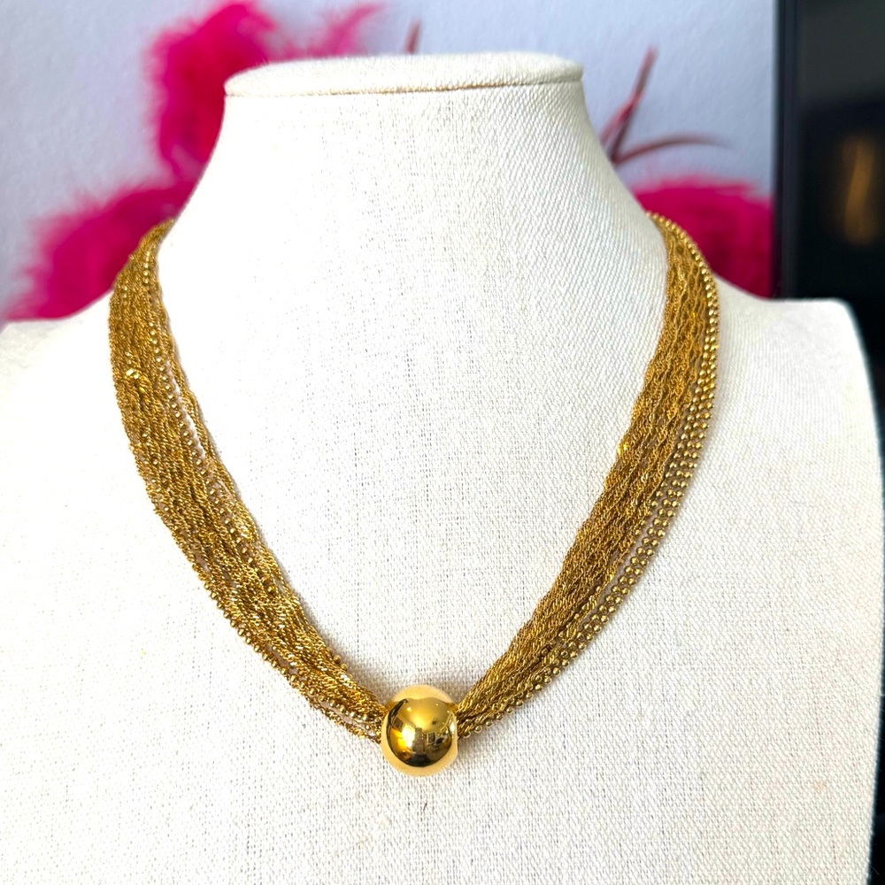 Multi Chain Gold Metal Necklace